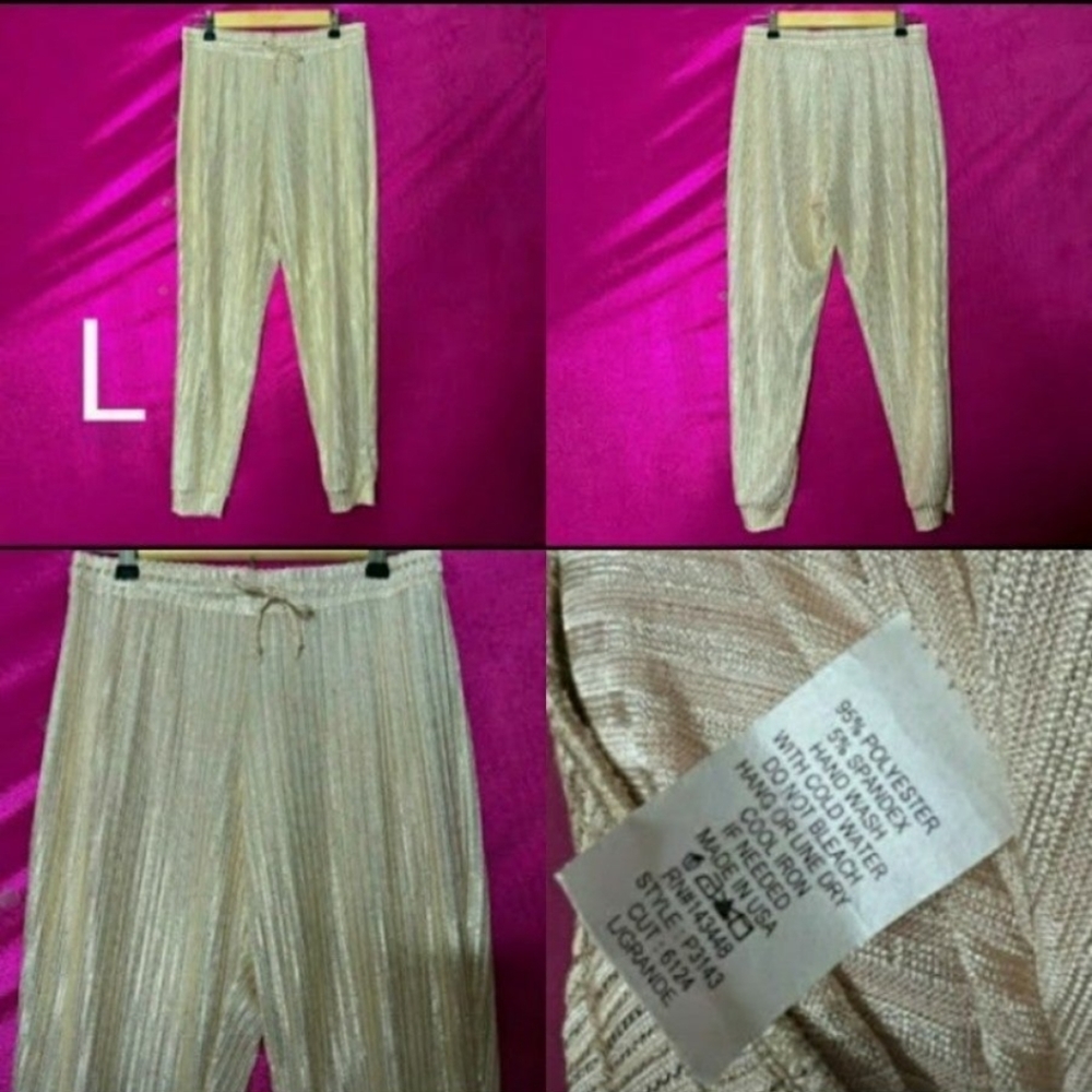 🆕Champagne Metallic Gold Lightweight Fashion Joggers Size L - Picture 3 of 9